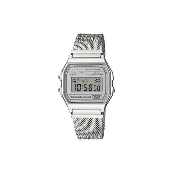 Orologio casio a158 wem 7ef vintage silver e white
