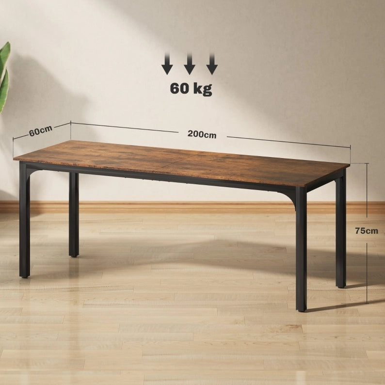 Scrivania industriale 200x60 cm marrone rustico