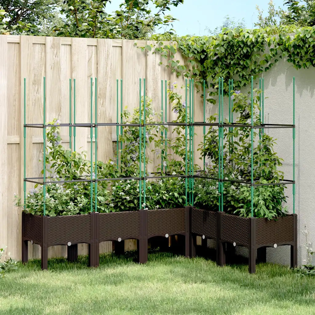 Fioriera | Cassetta per fiori | Vaso Giardino con Graticcio Marrone 160x120x142,5 cm in PP