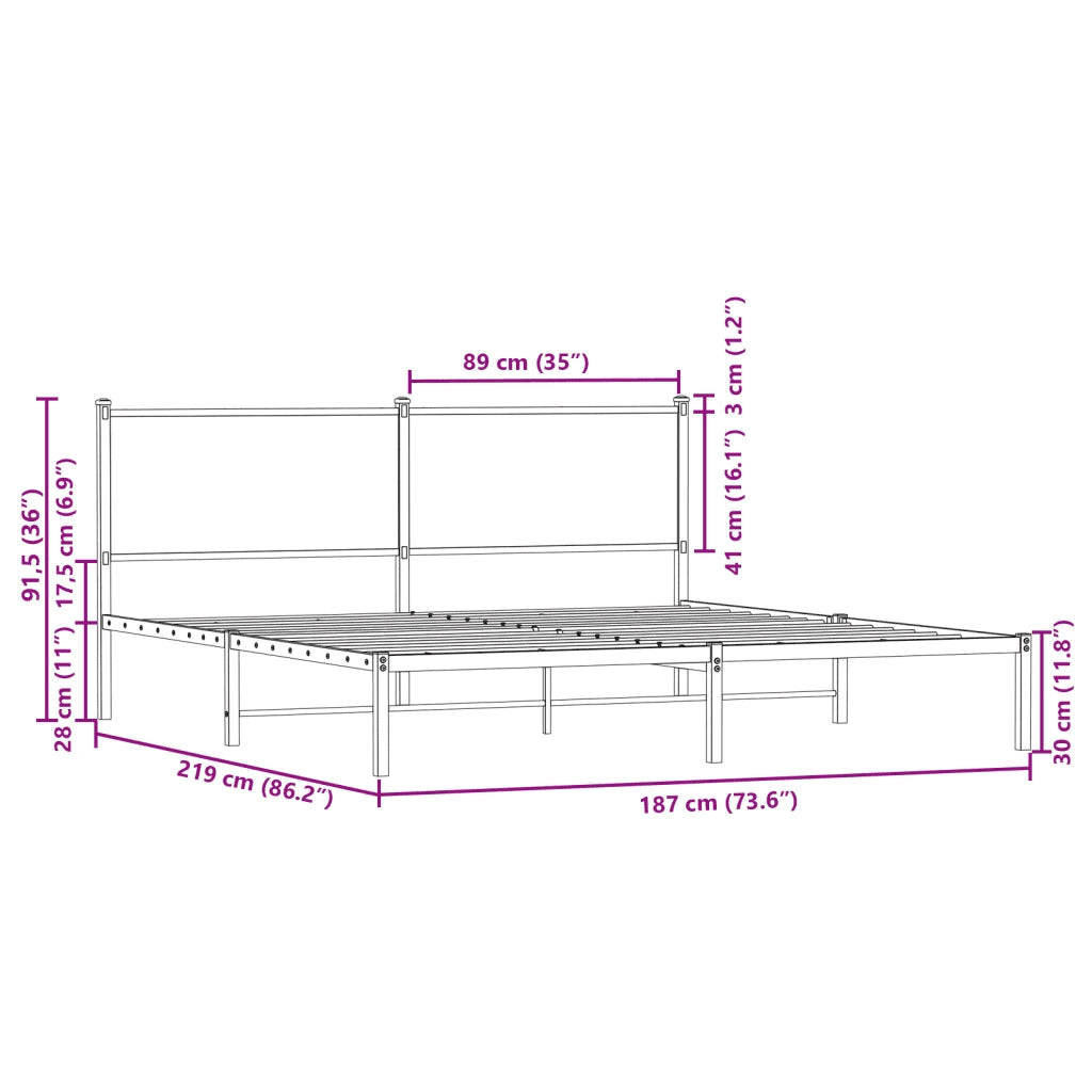 Giroletto senza Materaso in Metallo Rovere Fumo 183x213 cm 4007672