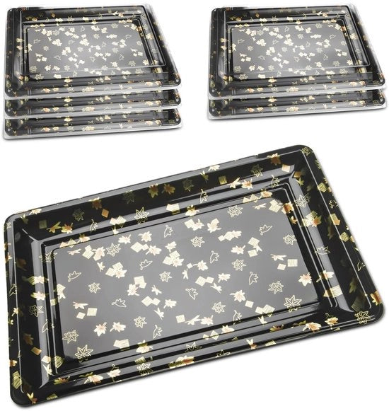 Servizio da tavola con coperchio in plastica a 6 pezzi, contenitori per pasti, contenitore per pasti riutilizzabile, contenitori per pasti, contenitore per cibo per occasioni speciali, buffet, sushi (39 x 27 x 6 cm)