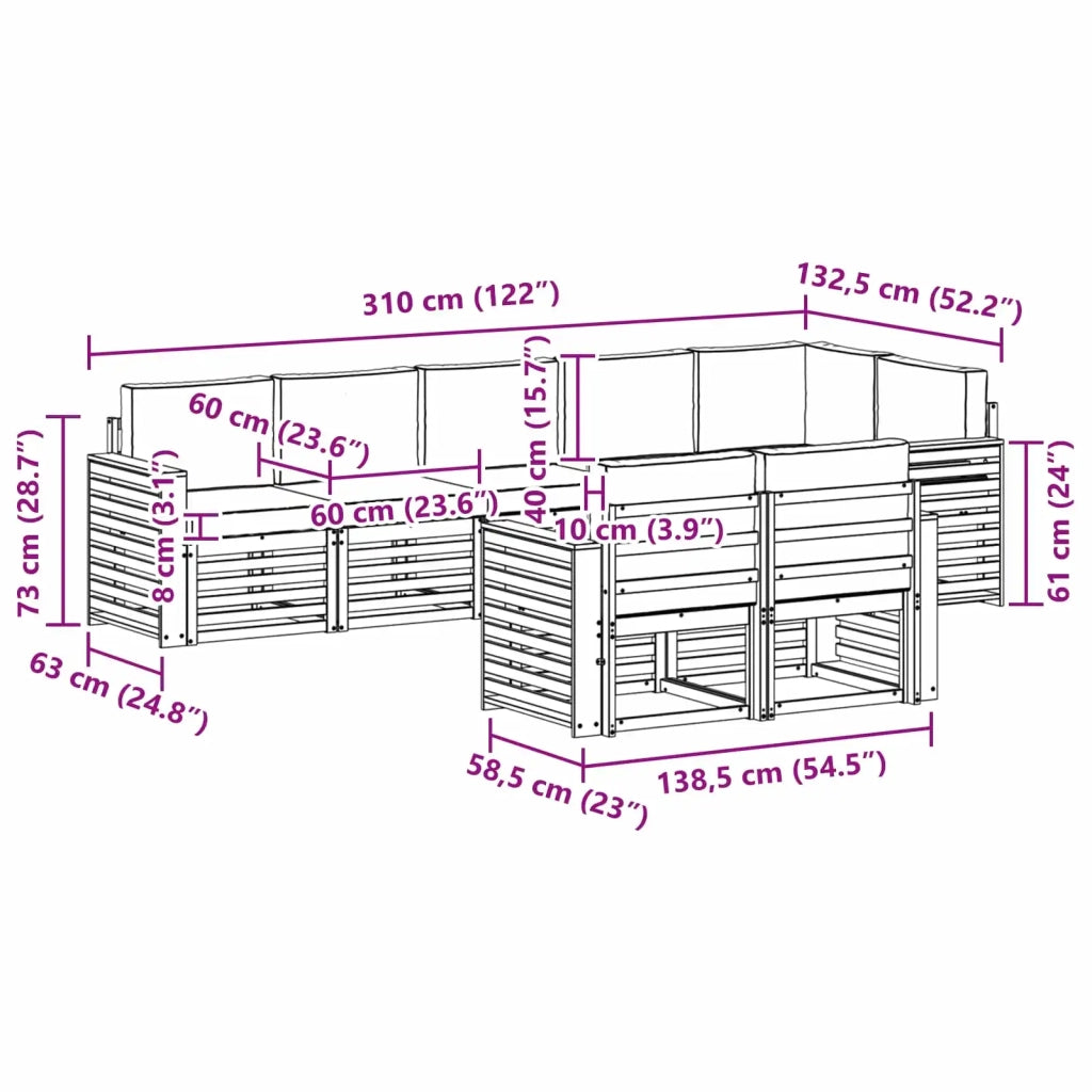 Set di divani da esterno 8 pcs Bianco e Beige 3392043