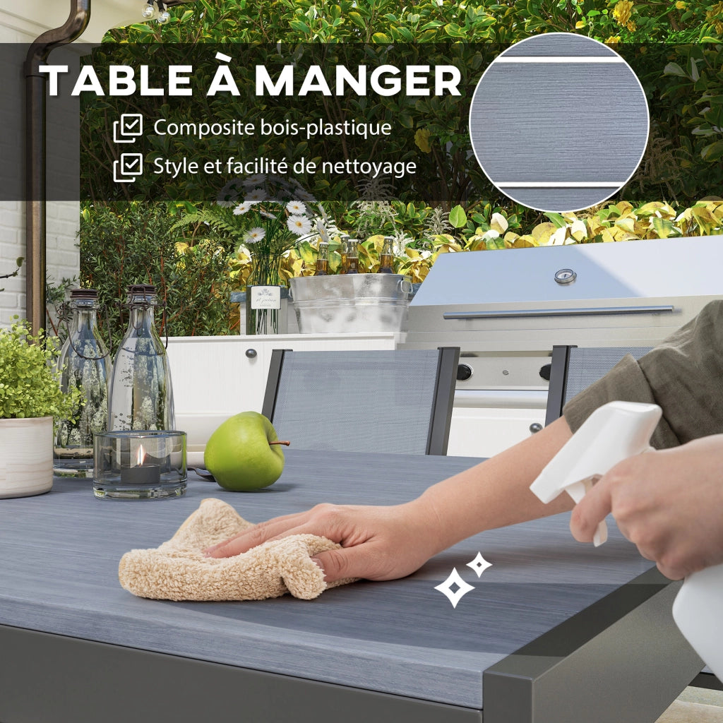 Set tavolo da pranzo giardino 6 persone ¨C Xylo ¨C sedie impilabili telaio acciaio grigio