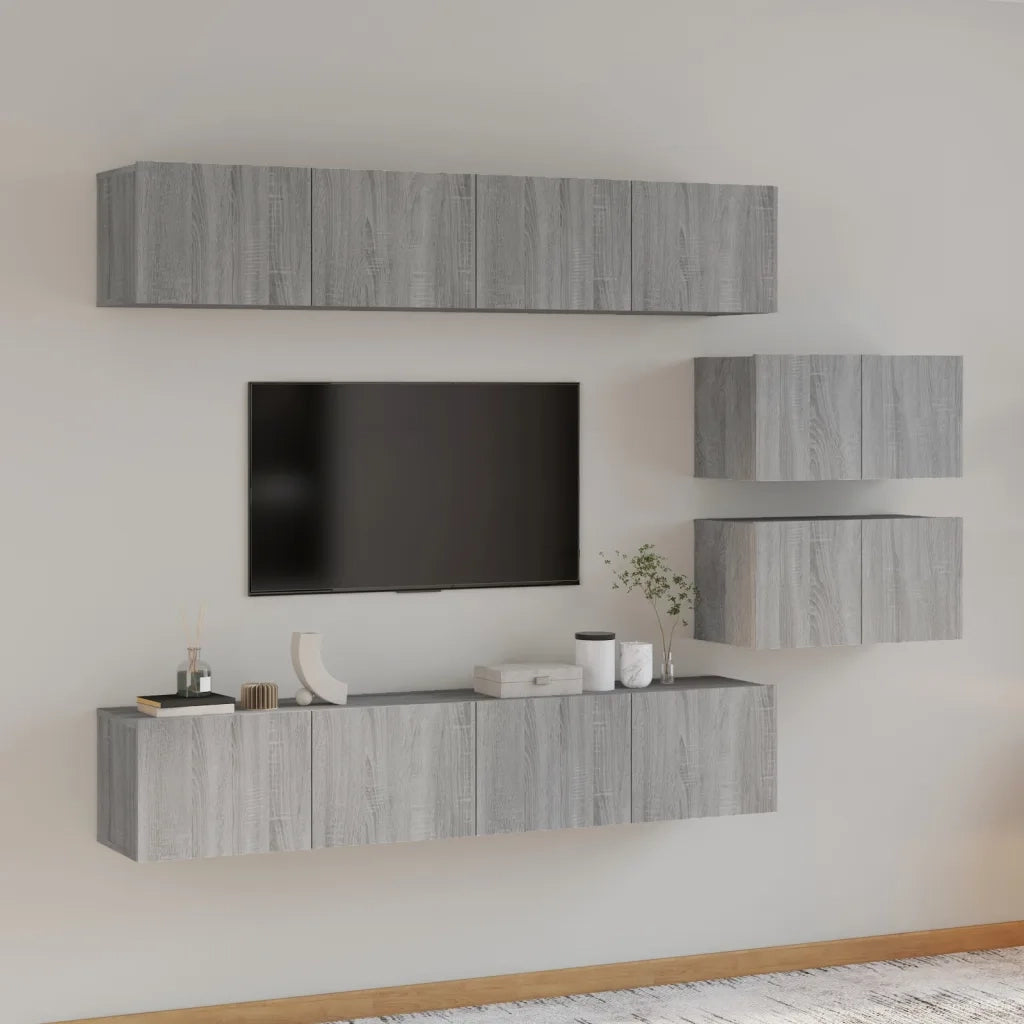 Set di Mobili Porta TV 6 pz Grigio Sonoma in Legno Multistrato 3114604