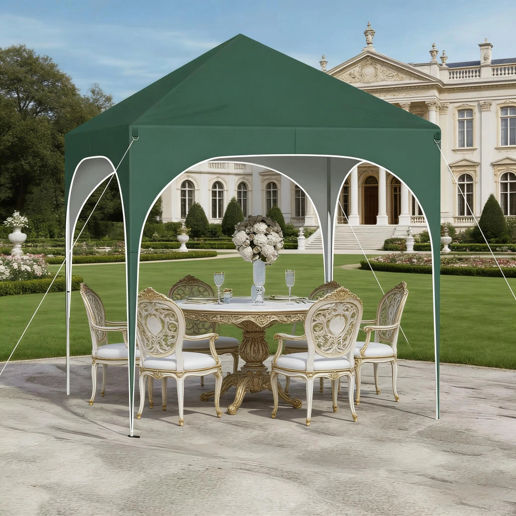 Gazebo pieghevole da giardino 2 × 2 m in metallo verde con tetto Oxford 210D impermeabile e pareti rimovibili
