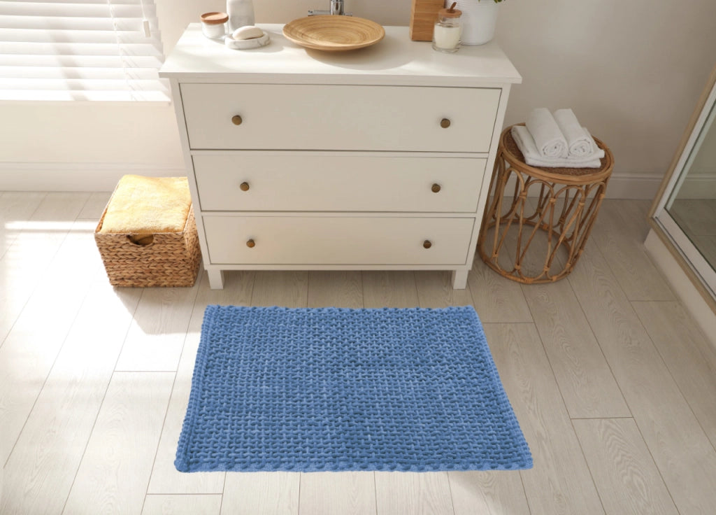 Tappeto Bagno Doccia Antiscivolo In Microfibra Super Assorbente Osaka - 40x60 - Azzurro
