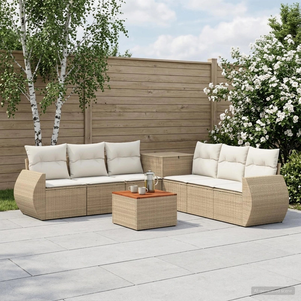 Set di divani 8 pz Beige e Bianco Crema 3448450