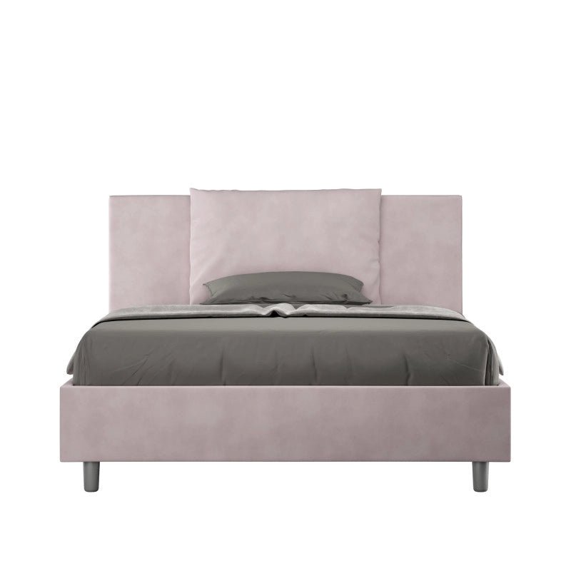 Letto imbottito Piazza e mezzo 130x200 cm Antea - Senza rete,Glicine,Microfibra