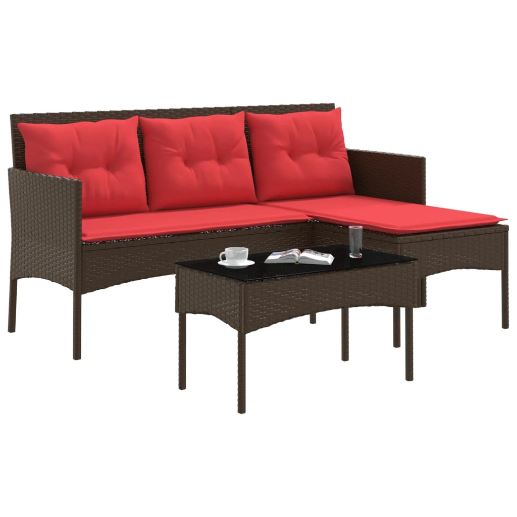 Set Divano da Giardino 2 pcs Marrone e Rosso polyrattan 4103809