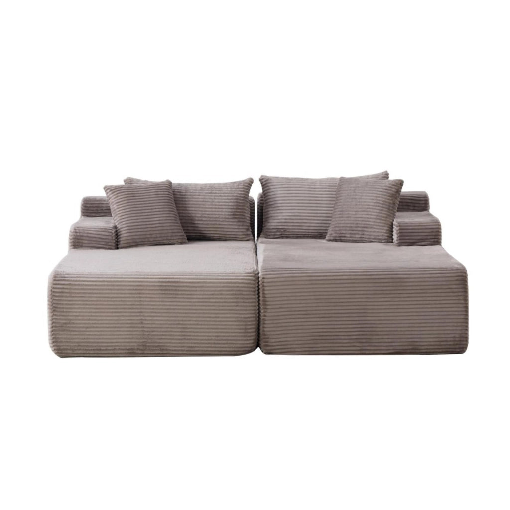 Divano modulare, divano compatto, divano in ciniglia, schiuma ad alta elasticità 30D, base antiscivolo, 2 posti, grigio