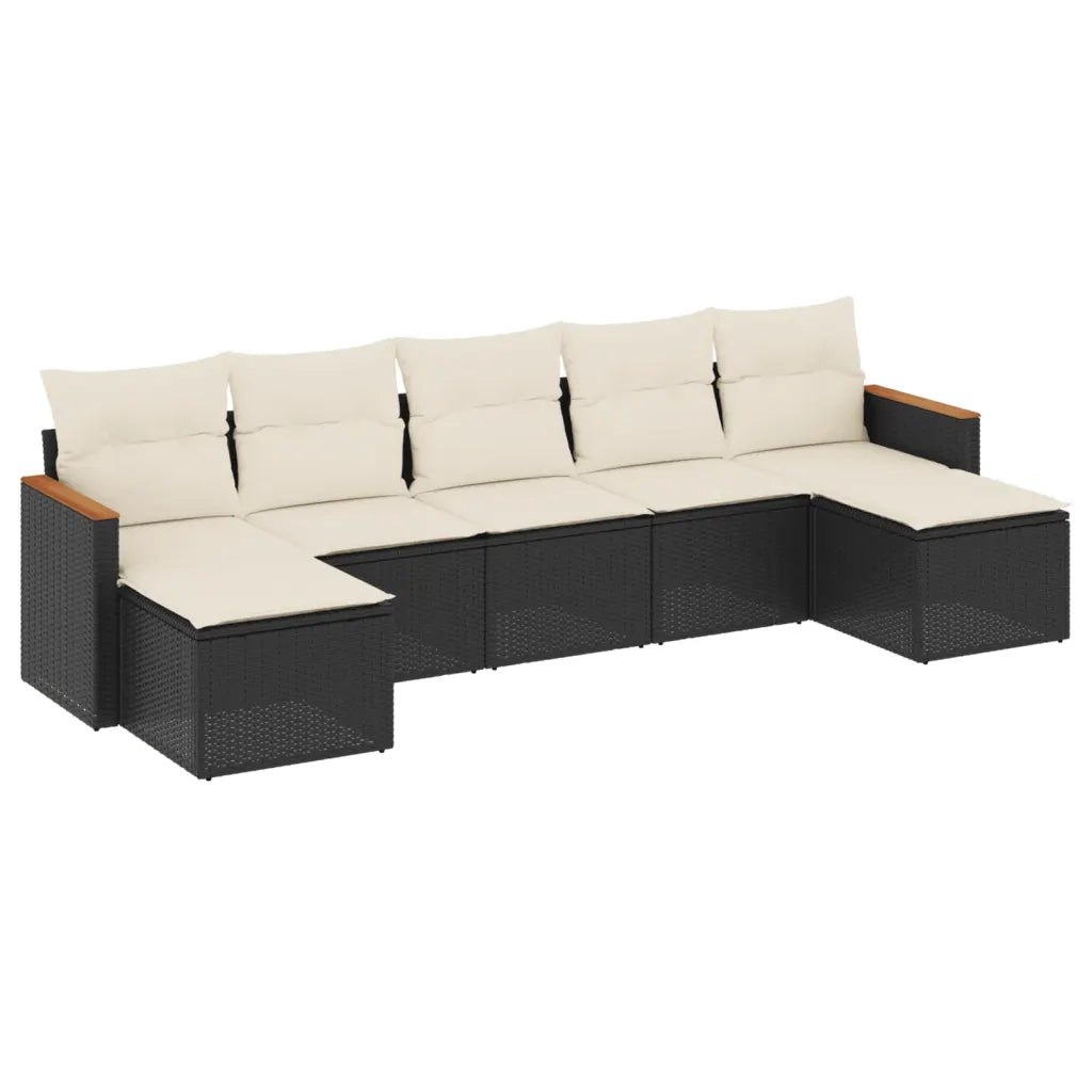 Set Divani da Giardino con Cuscini 7pz Nero Polyrattan 3258633