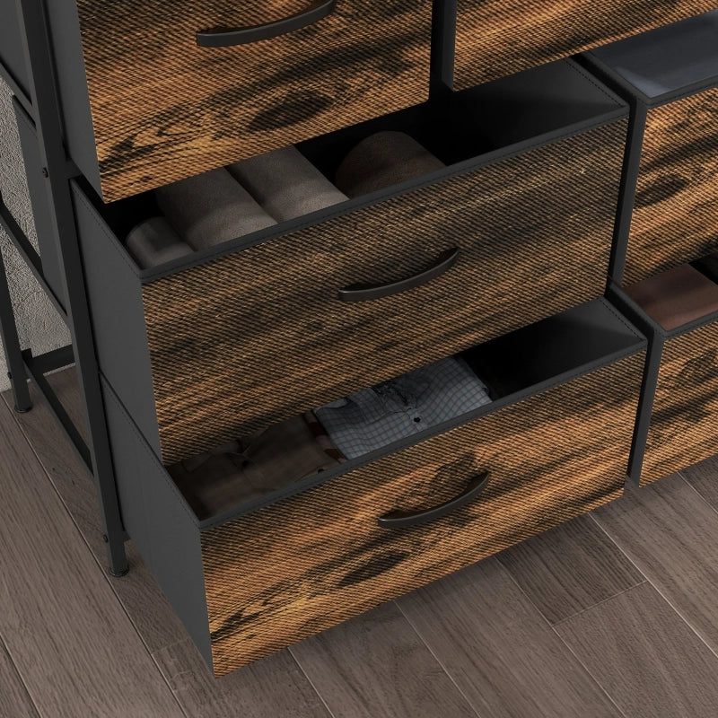 Cassettiera con 7 cassetti in tessuto, antiribaltamento, armadietti contenitore, credenza in MDF, marrone