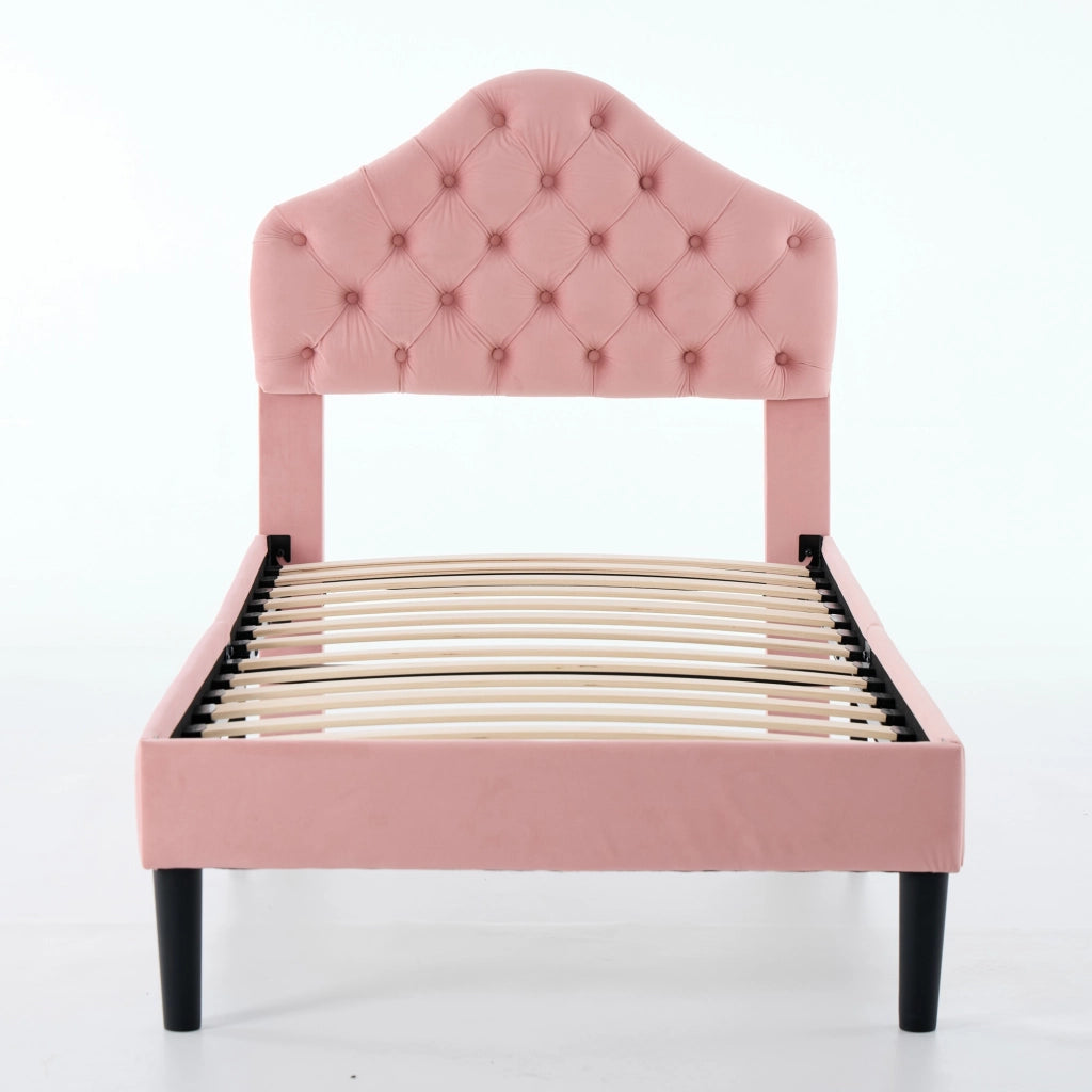 letto imbottito velluto rosa 90 x 200 cm