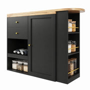 Mobile bar girevole 138x39x104 cm in MDF nero, contenitore modulare