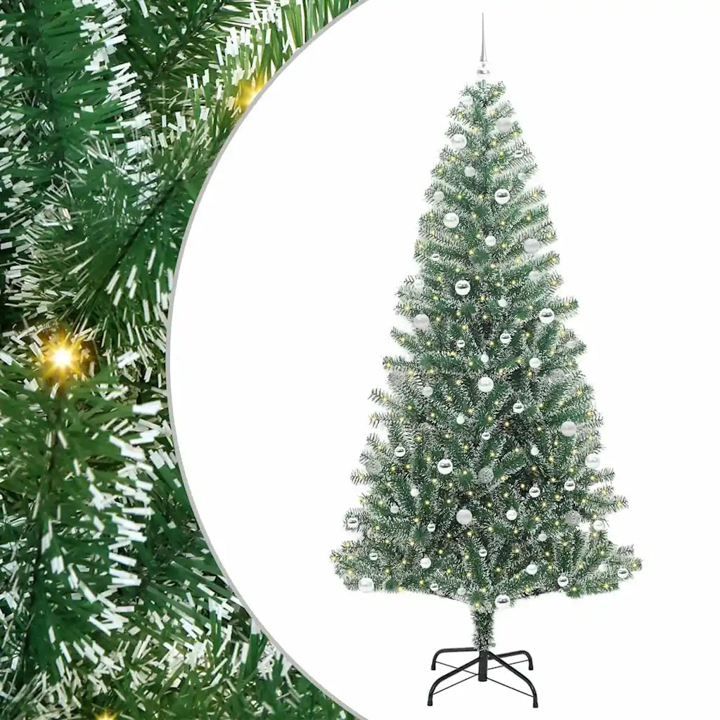 Albero di Natale Artificiale-Albero Natalizio Imbiancato con Luci LED 240 cm 308950