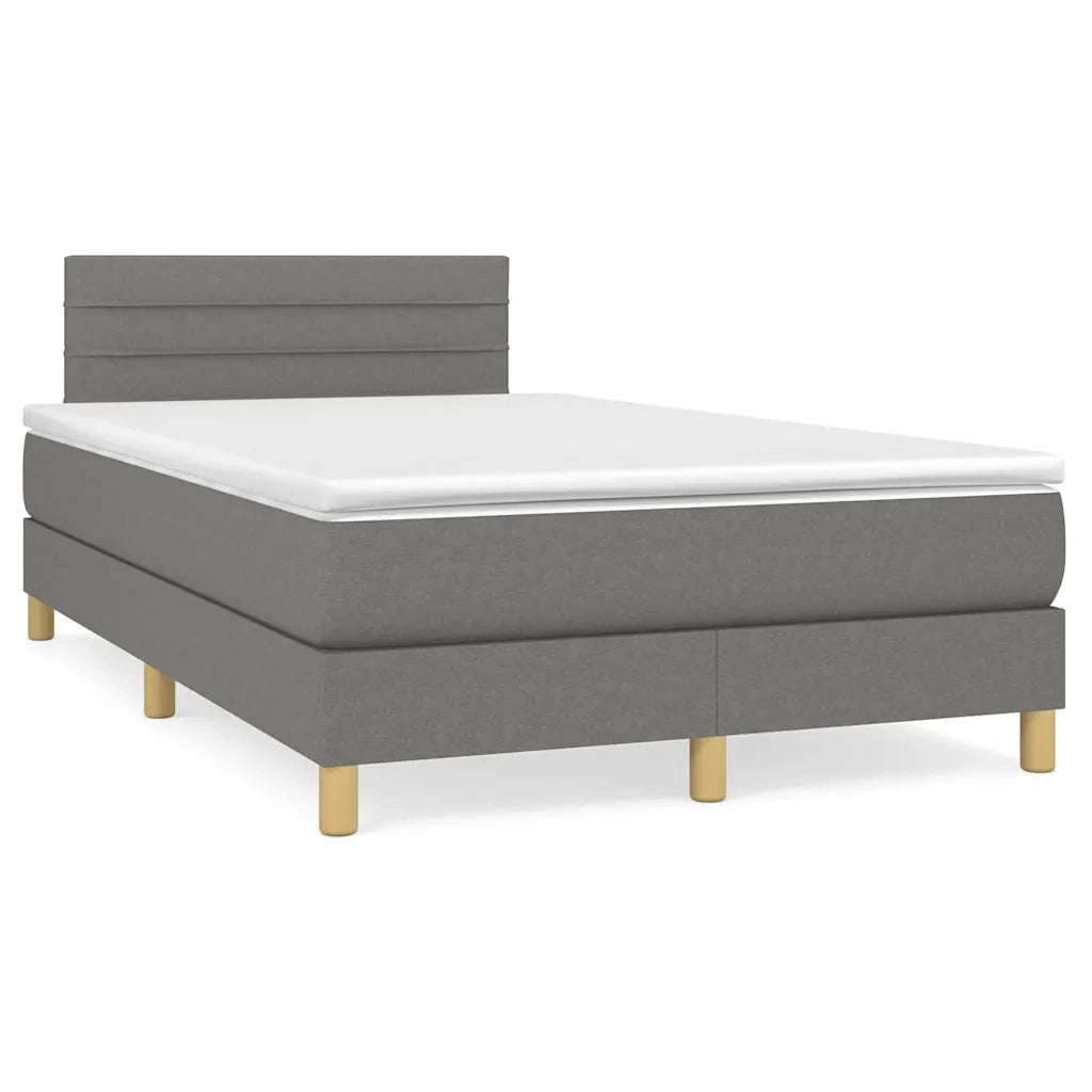 Letto a Molle Materasso e LED Grigio Scuro 120x190cm in Tessuto 3270096