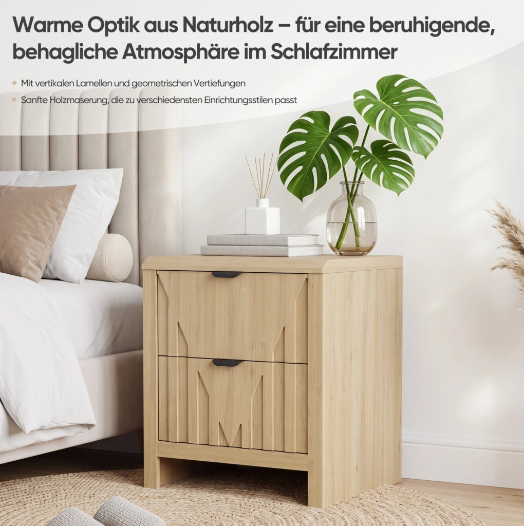 Comodino con cassetto effetto rovere in MDF