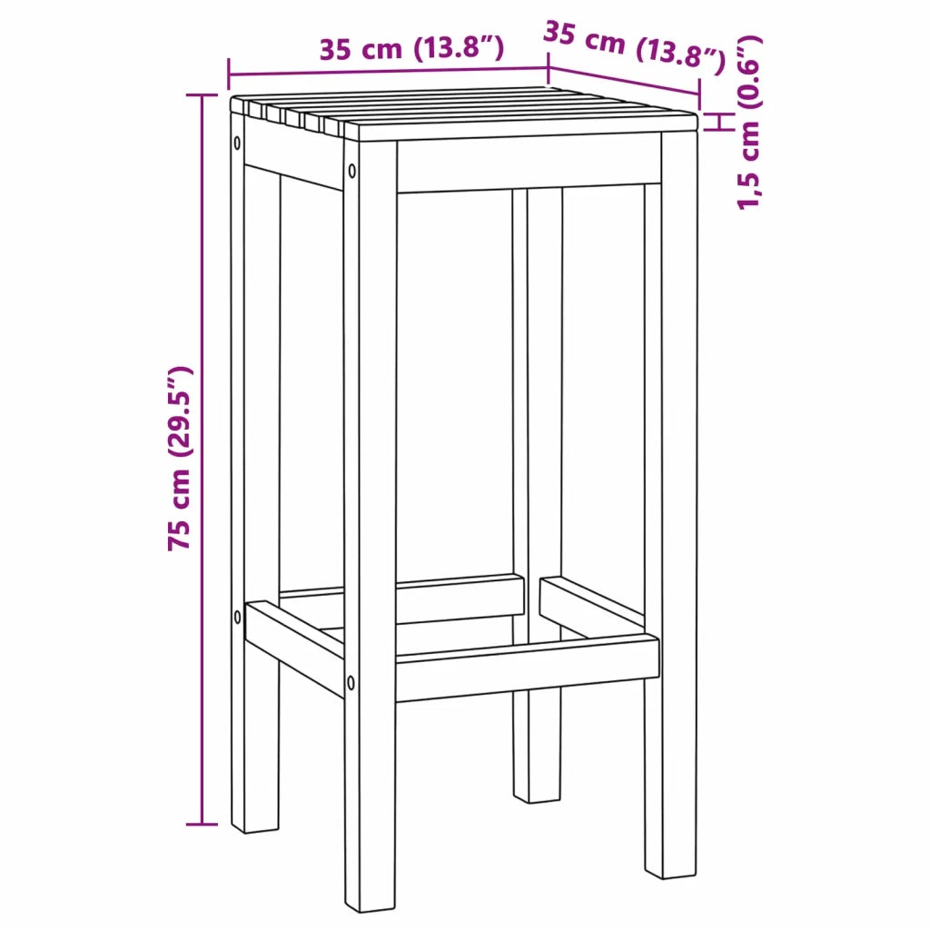 Sgabello da bar 4 pz Naturale Legno di teak solido 42030010