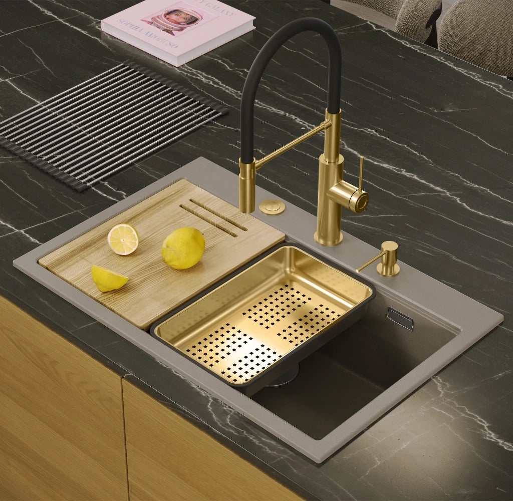 Lavello In Granito Marc 110 Workstation Beige Rame