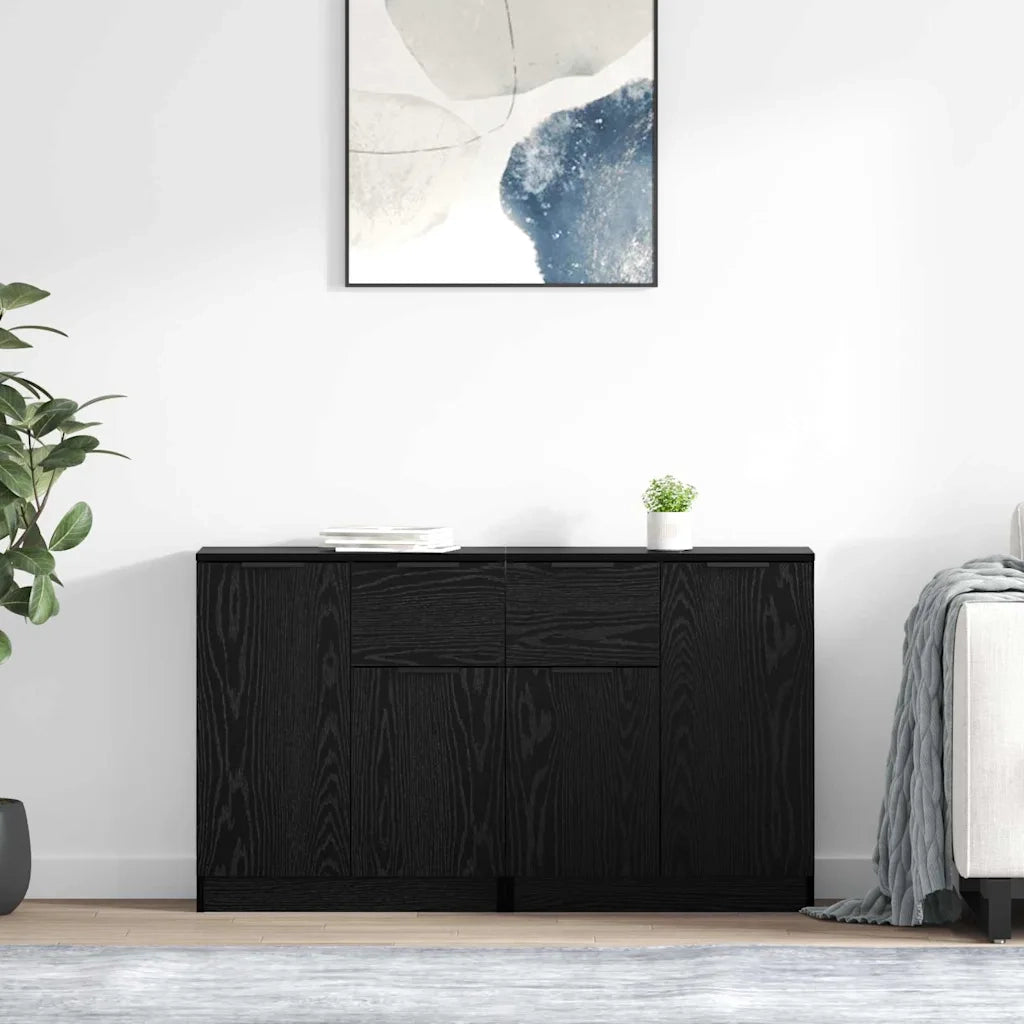 Credenza | Sideboards 2 pcs Rovere Nero 60 x 30 x 70 cm Legno multistrato