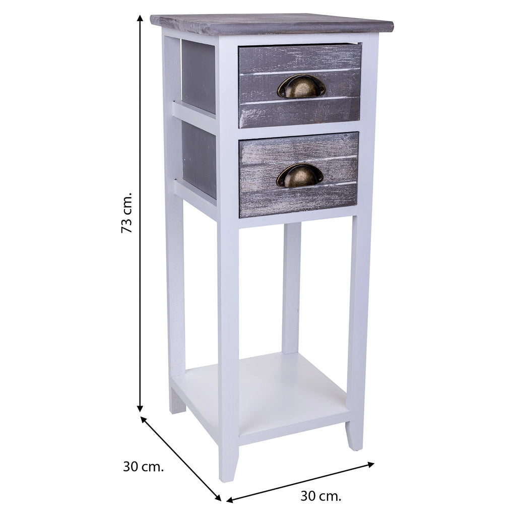 Comodino in legno bianco 30x30x73
