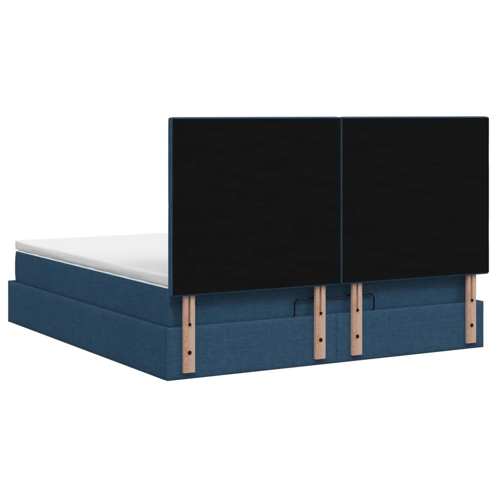 Letto Ottomano con Materasso e LED Blu 160 x 200 cm Tessuto 3458089