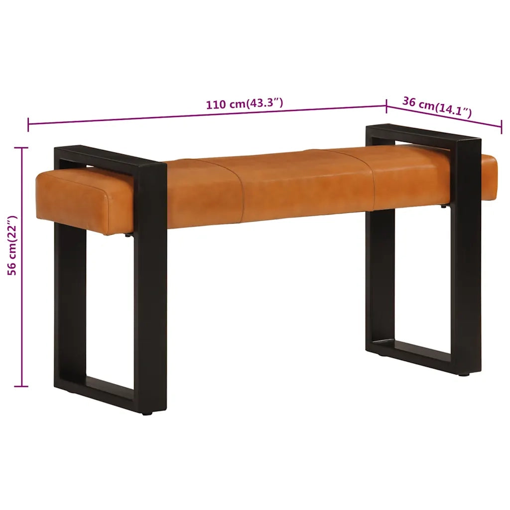 Panca Nera e Marrone 110 cm in Vera Pelle di Capra CFW1434397