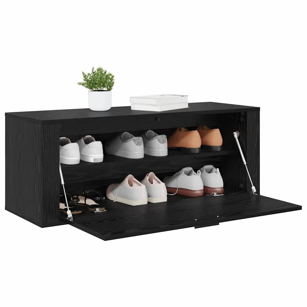 Mobile per scarpe con lo scaffale Rovere nero 100 x 35 x 38 cm 881020