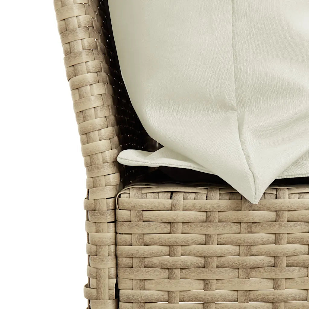 Set Divano da Giardino 3 pz | Set Salotto da Giardino con Cuscini Beige in Polyrattan