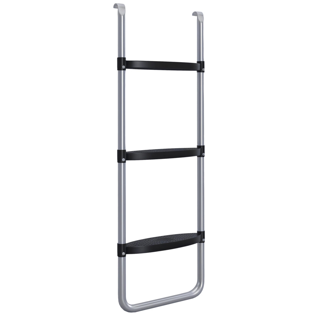 Scaletta per Trampolino Elastico Regolabile a 3 o 2 Scalini in Acciaio, 97x32cm, Argento