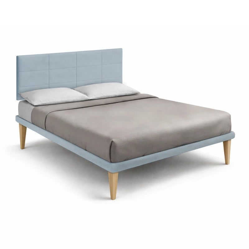 Letto imbottito Matrimoniale 180x190 cm Square - Con rete,Microfibra,Azzurro