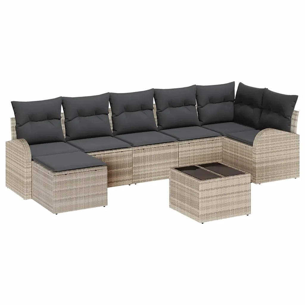 Set di divani con cuscino 8 pcs Grigio chiaro polyrattan
