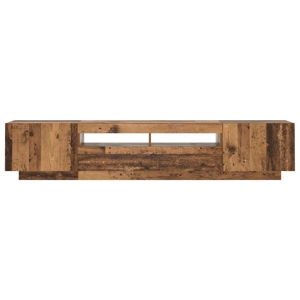 Mobile TV dal design moderno con luci a LED 200 x 35 x 40 cm vano contenitore atmosfera accogliente legno composito finitura effetto legno anticato 02_0055885