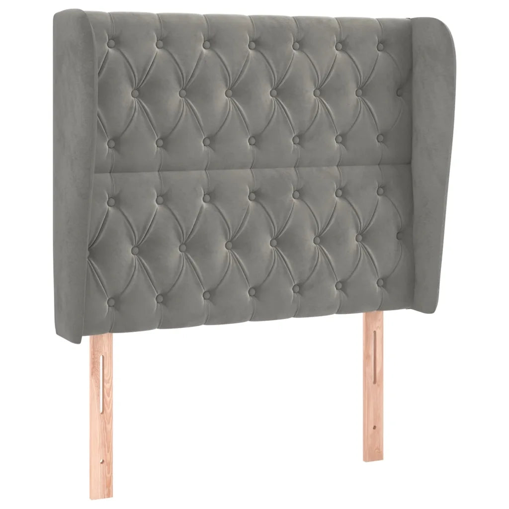 Testiera | Testata ad Orecchio Grigio Chiaro 93x23x118/128 cm in Velluto