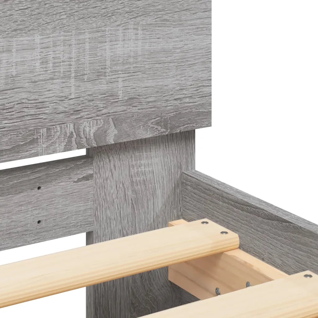 Giroletto con Testiera-Struttura Letto con testiera Grigio Sonoma 90x200cm Legno Multistrato 138601