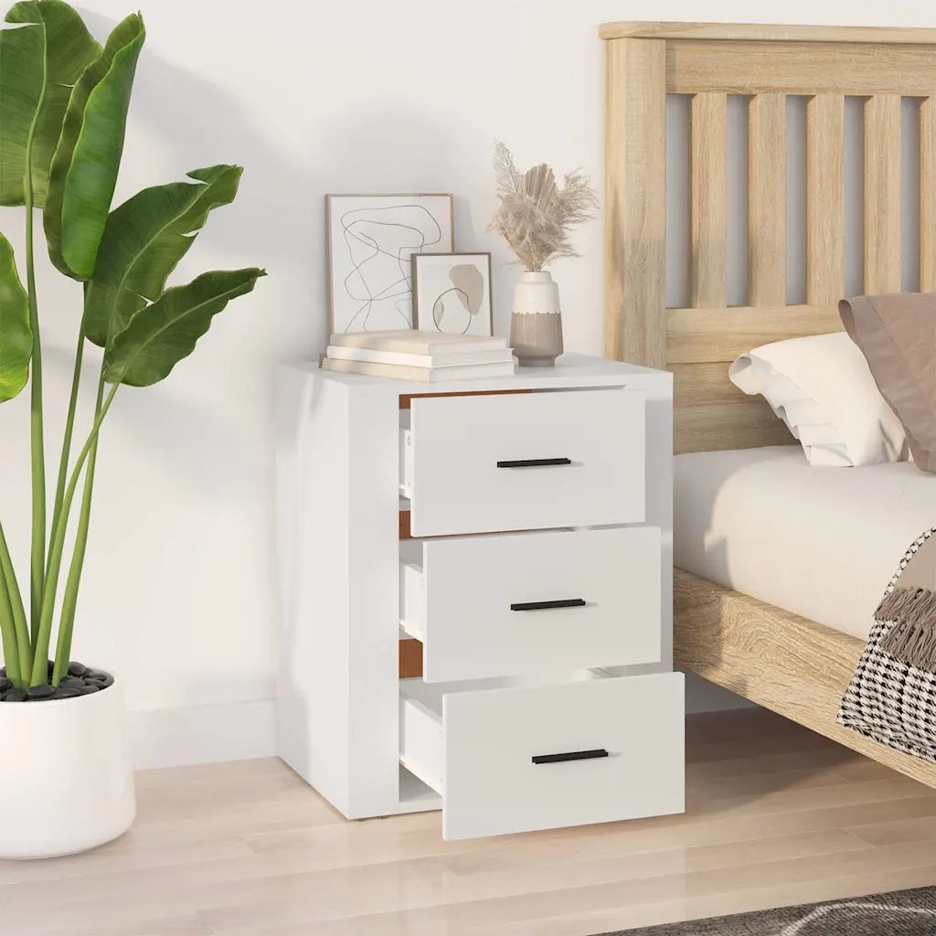 Comodino-Tavolino da notte Bianco 50x36x60 cm in Legno Ingegnerizzato 302565