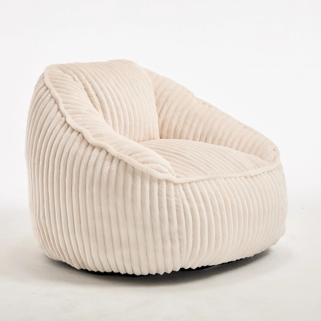 Poltrona sacco 46.0x43.0x29.0 cm imbottita in schiuma morbida in velluto a coste beige