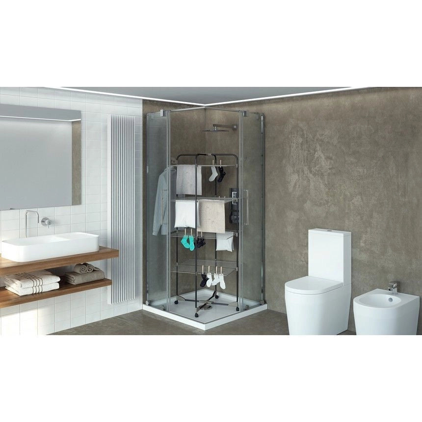 Colombo ST194-4 CPF Alpina Stendibiancheria a Torre 40 m con Ruote e Portagrucce Ribaltabili colore Nero