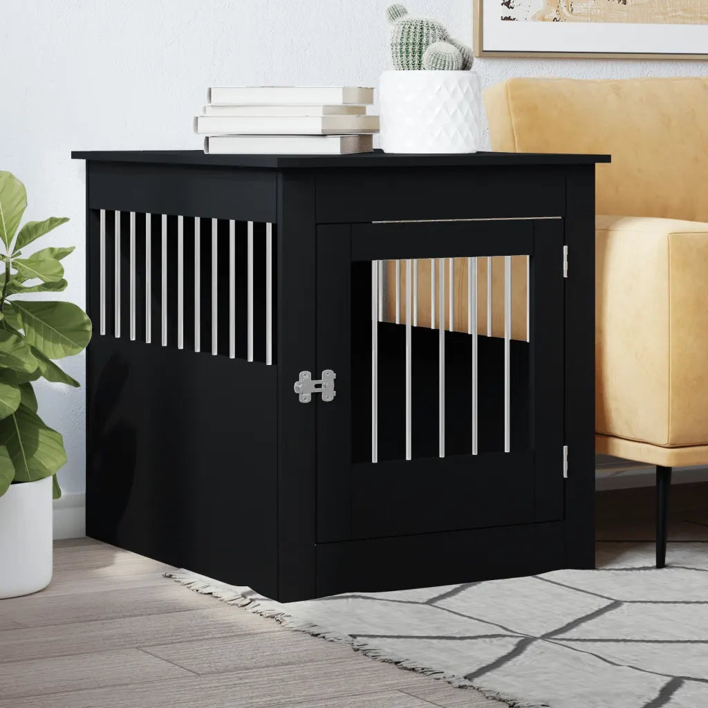 Gabbia Cani Arredamento Nera 64,5x80x71cm Legno Multistrato CFW6067280