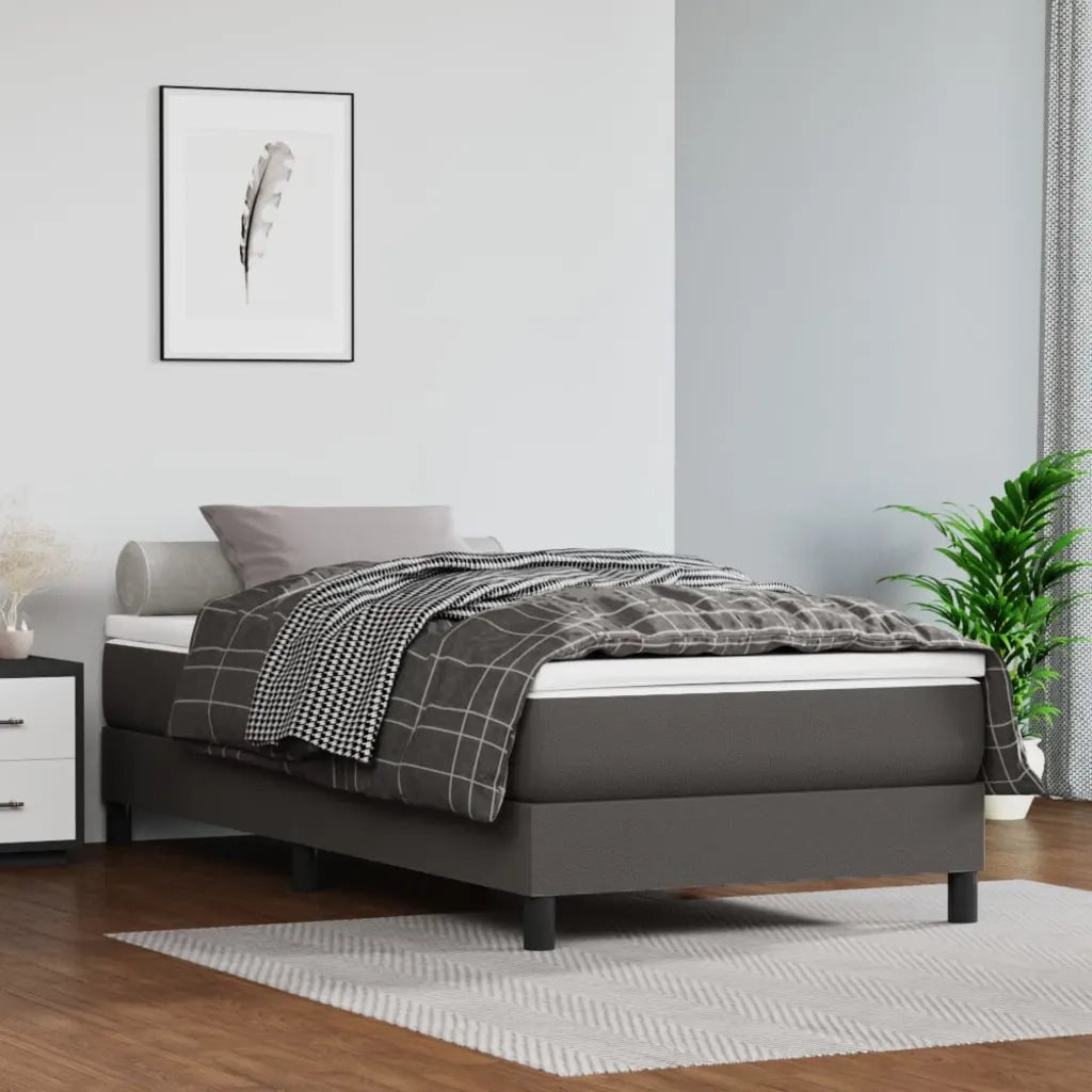 Struttura Letto a Rete a Molle-Giroletto Grigio 90x190 cm in Similpelle 161791