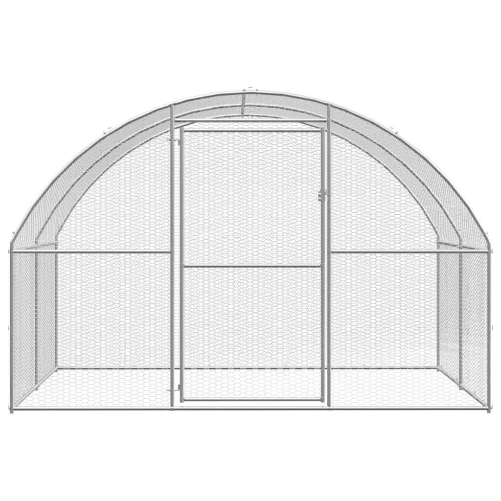 Pollaio/recinto/gabbia per polli da esterno 3 x 2 x 2 m acciaio zincato argento 02_0044004