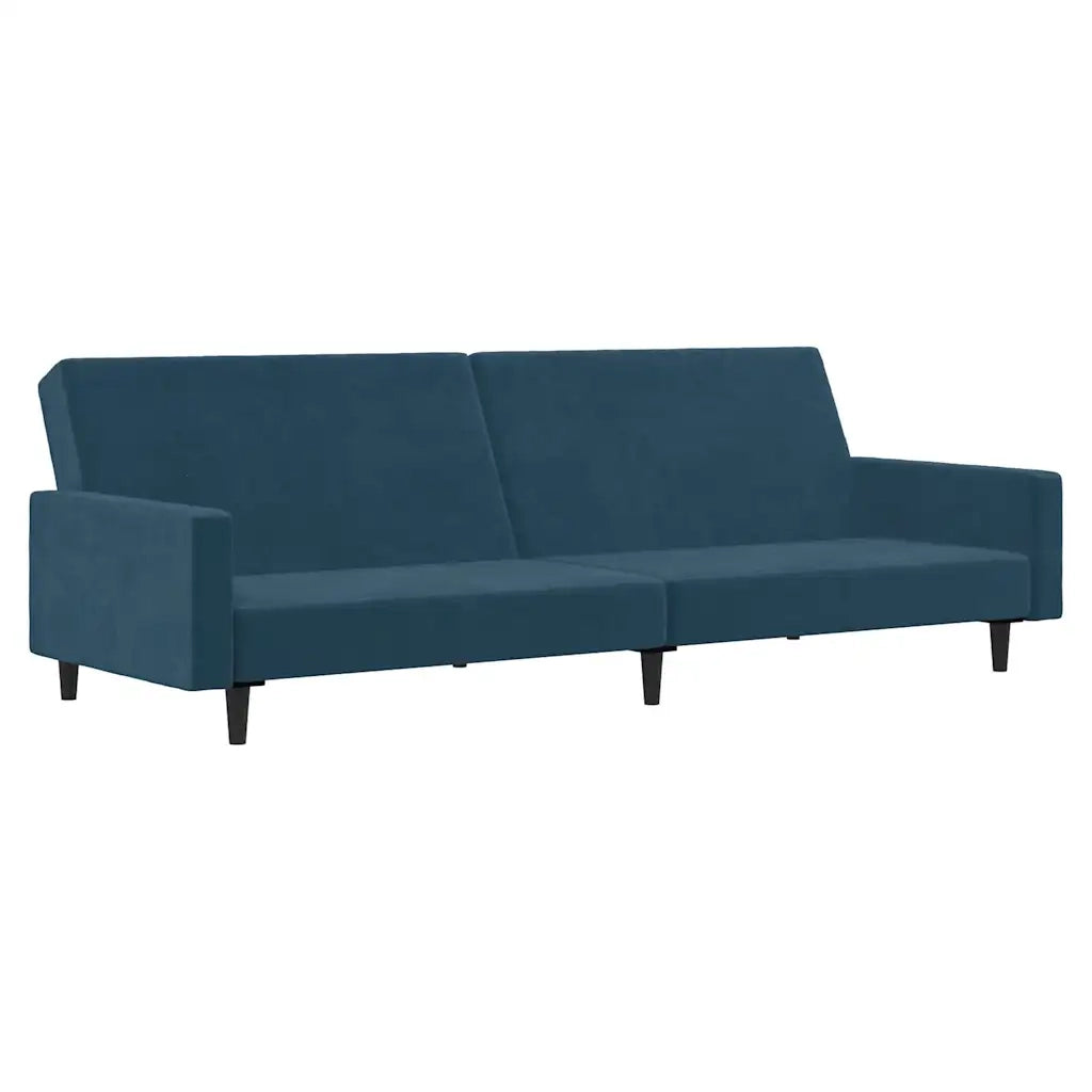 Divano Letto a 2 Posti Blu in Velluto 375736