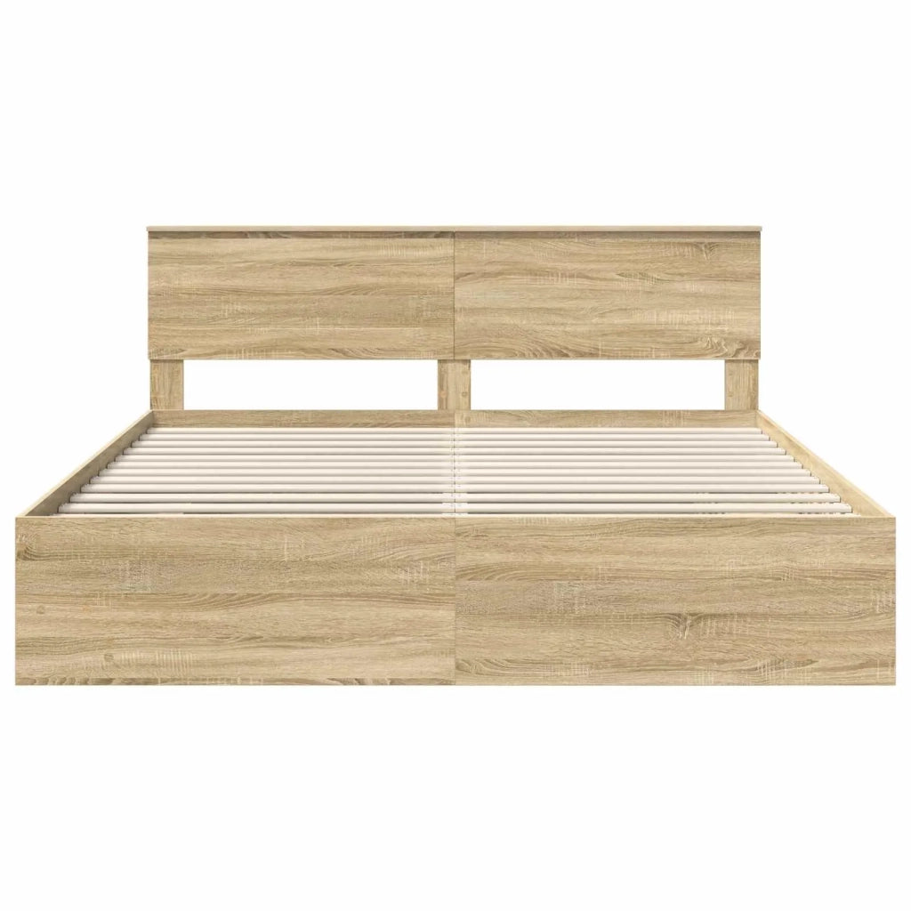 Struttura del letto con testiera Rovere Sonoma 200 x 200 cm