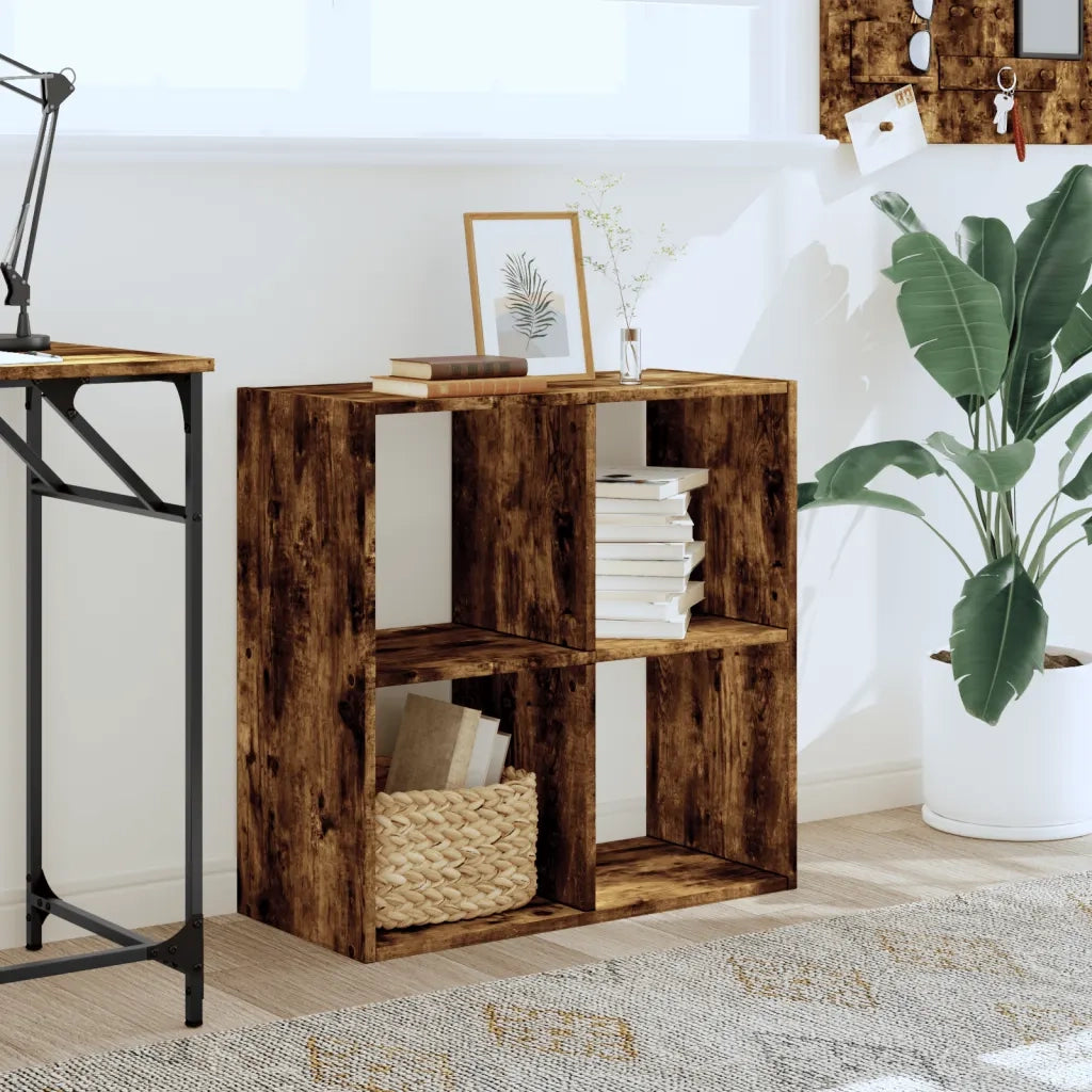 Libreria-Scaffale per Libri-Mobile di Stoccaggio Rovere Fumo 68,5x32x68,5 cm in Legno Multistrato