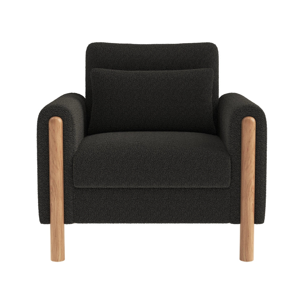 Poltrona lounge 87x83x88,5 cm con cuscini in tessuto teddy grigio scuro