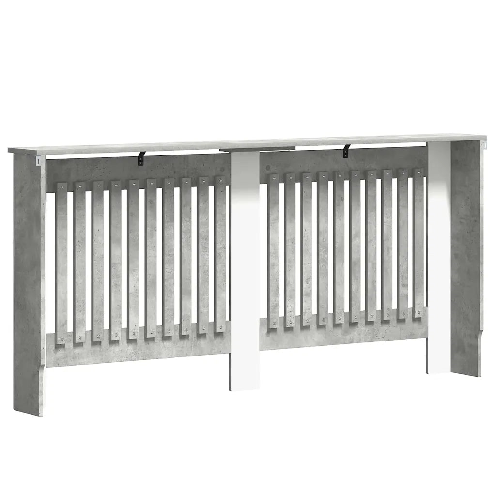 Copritermosifone moderno di design con stecche verticali 172 x 19 x 81 cm in legno grigio cemento 02_0053133