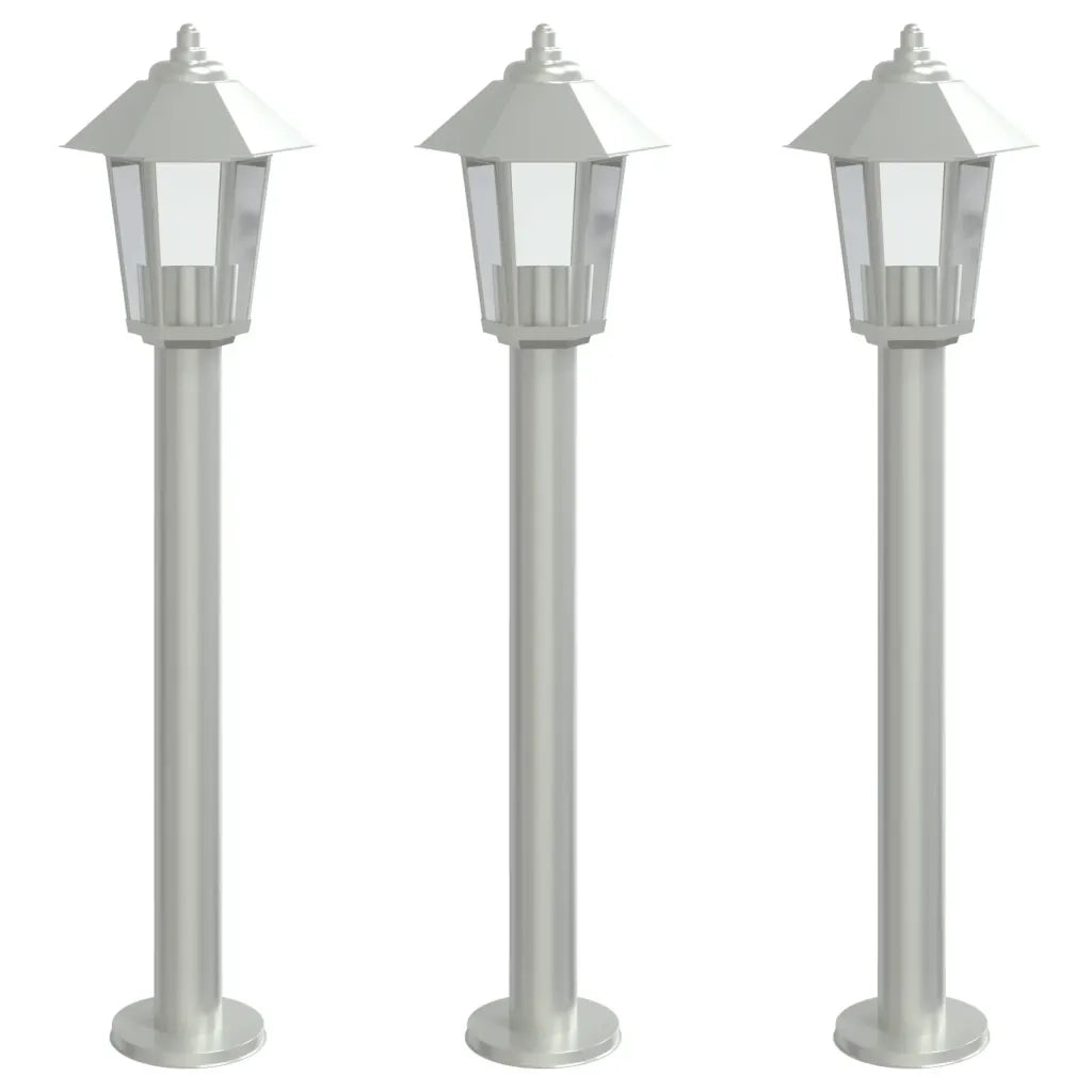 Lampade da Terra per Esterni 3 pz Argento 80 cm in Acciaio Inox CFW6267811