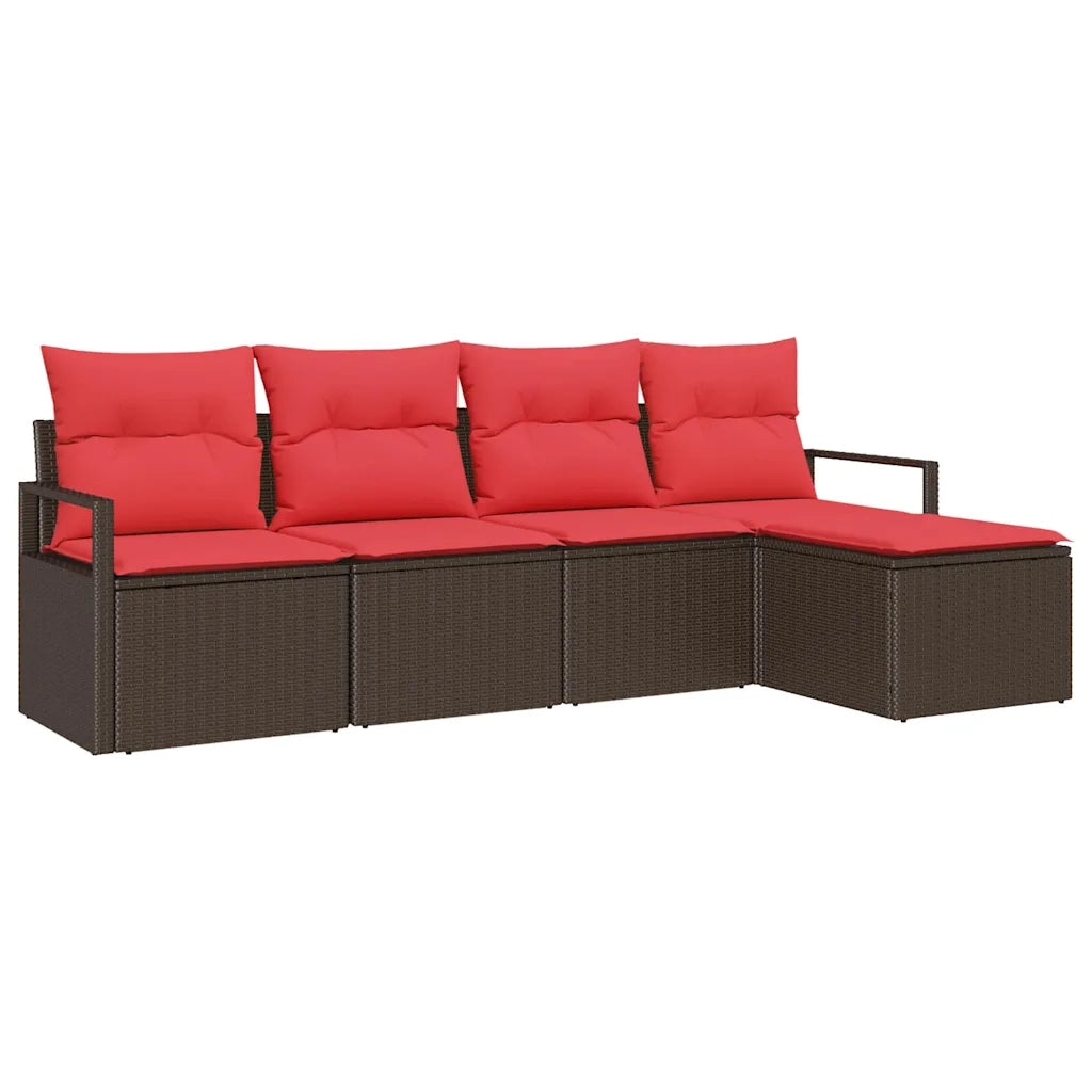 Set di divani con cuscino 5 pcs Marrone e Rosso polyrattan 3355013