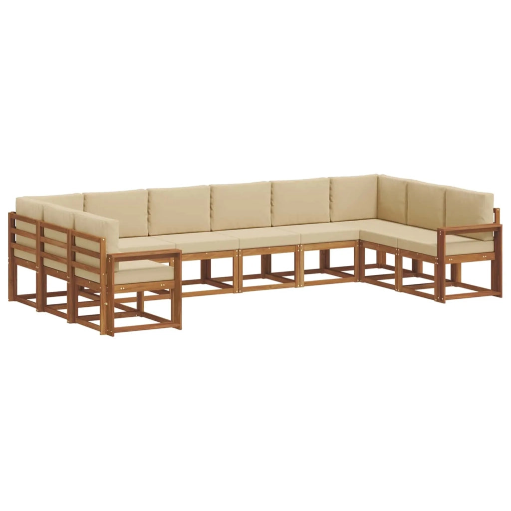 Set di divani da esterno con cuscino 10 pcs Naturale e Beige 3367061