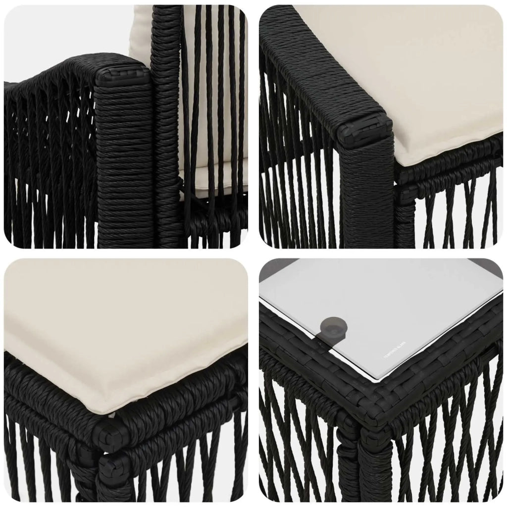 Set Divano da Giardino 5 pz | Set Salotto da Giardino Nero polyrattan